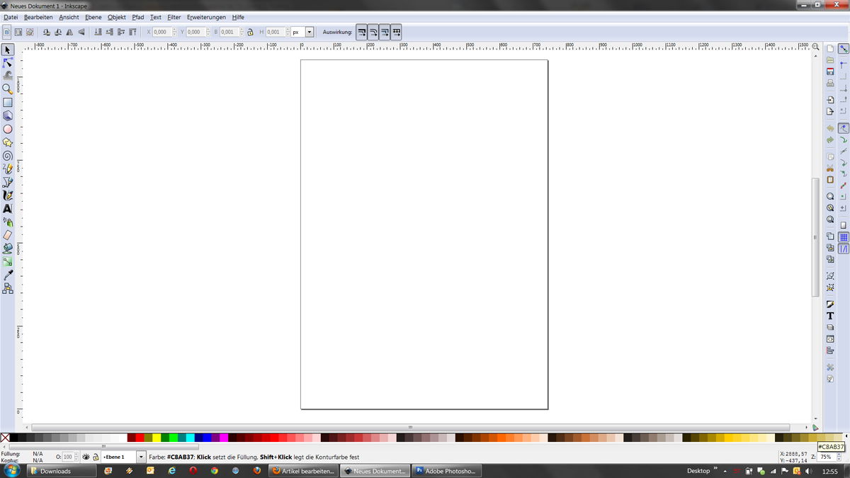 Der Startbildschirm von Inkscape Startbildschirm von Inkscape