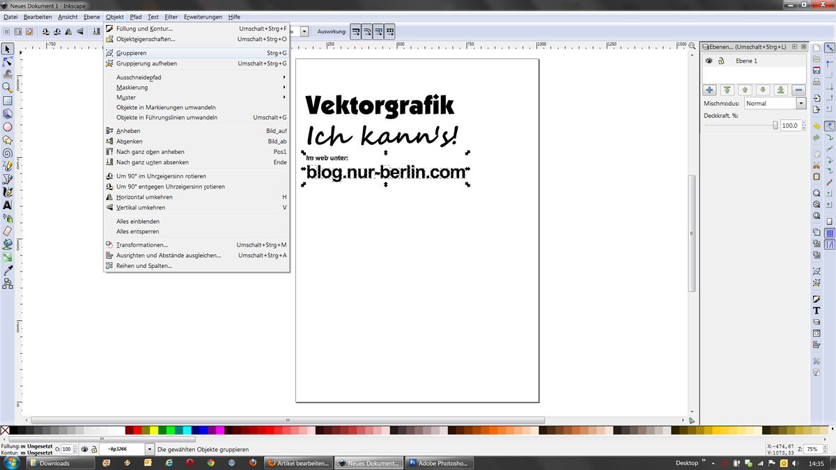 Wie gruppiert man Objekte in Inkscape Objekte gruppieren in Inkscape