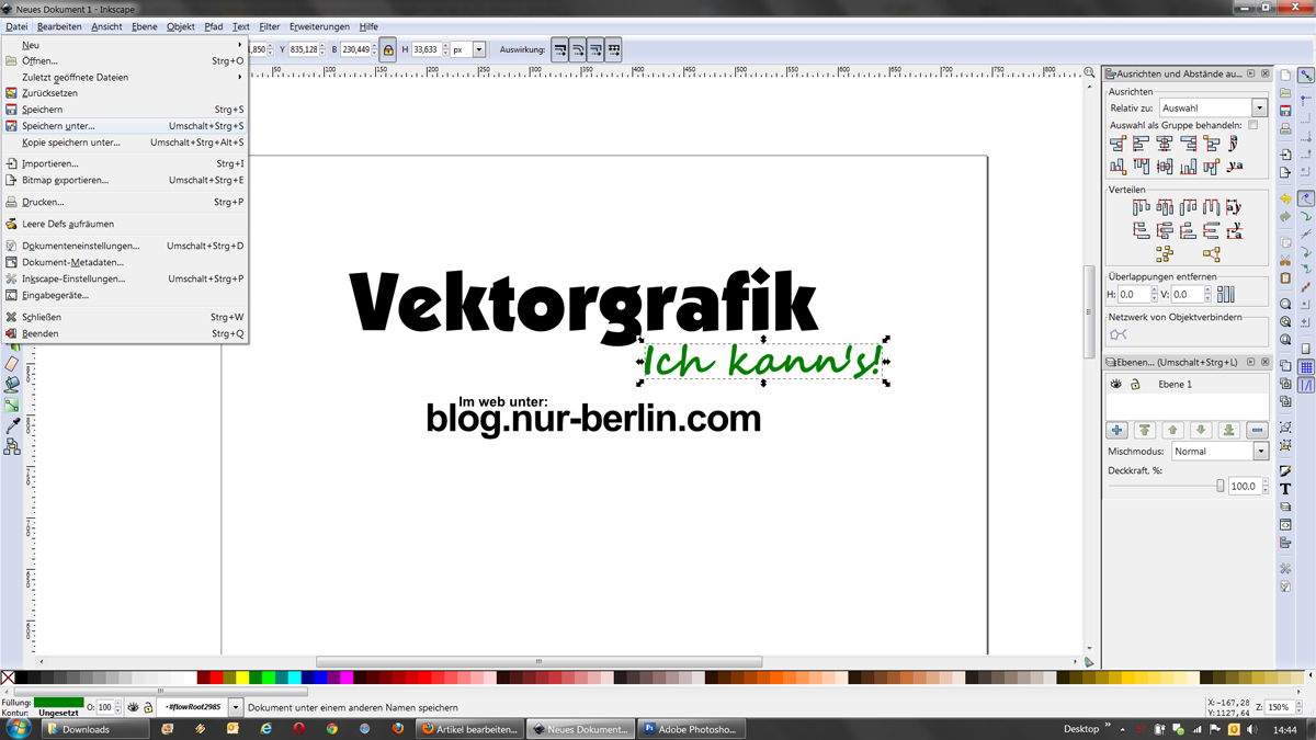 Dateien speichern in Inkscape Datei speichern in Inscape